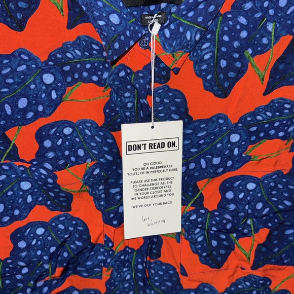 Wildfang Womens Top Size Large Blue Red Empower Button Up Blouse New - Picture 5 of 12